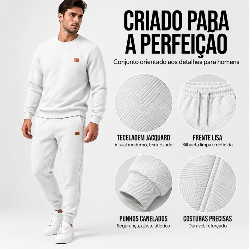 Conjunto Esportivo Casual Masculino em Jacquard Texturizado