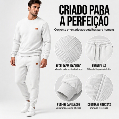 Conjunto Esportivo Casual Masculino em Jacquard Texturizado