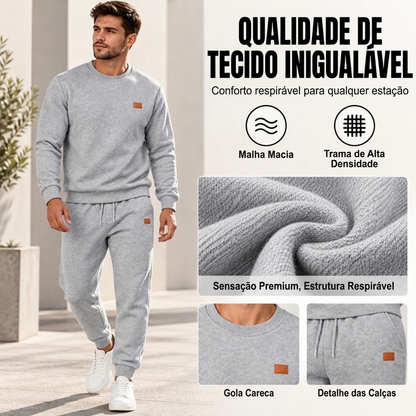 Conjunto Esportivo Casual Masculino em Jacquard Texturizado