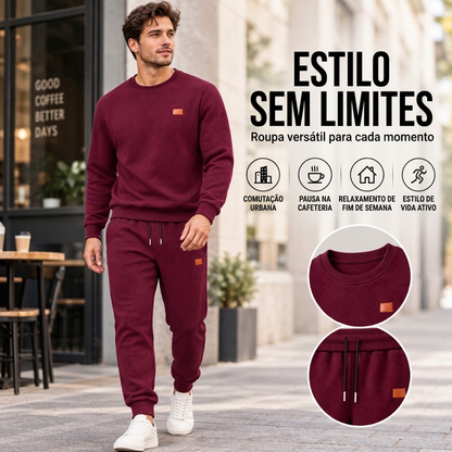 Conjunto Esportivo Casual Masculino em Jacquard Texturizado