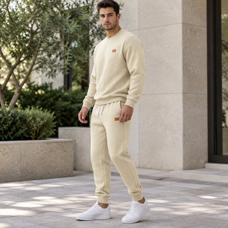 Conjunto Esportivo Casual Masculino em Jacquard Texturizado
