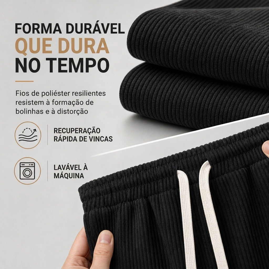 Calças Casual de Sarja Leve para Masculino Corte Reto e Solto