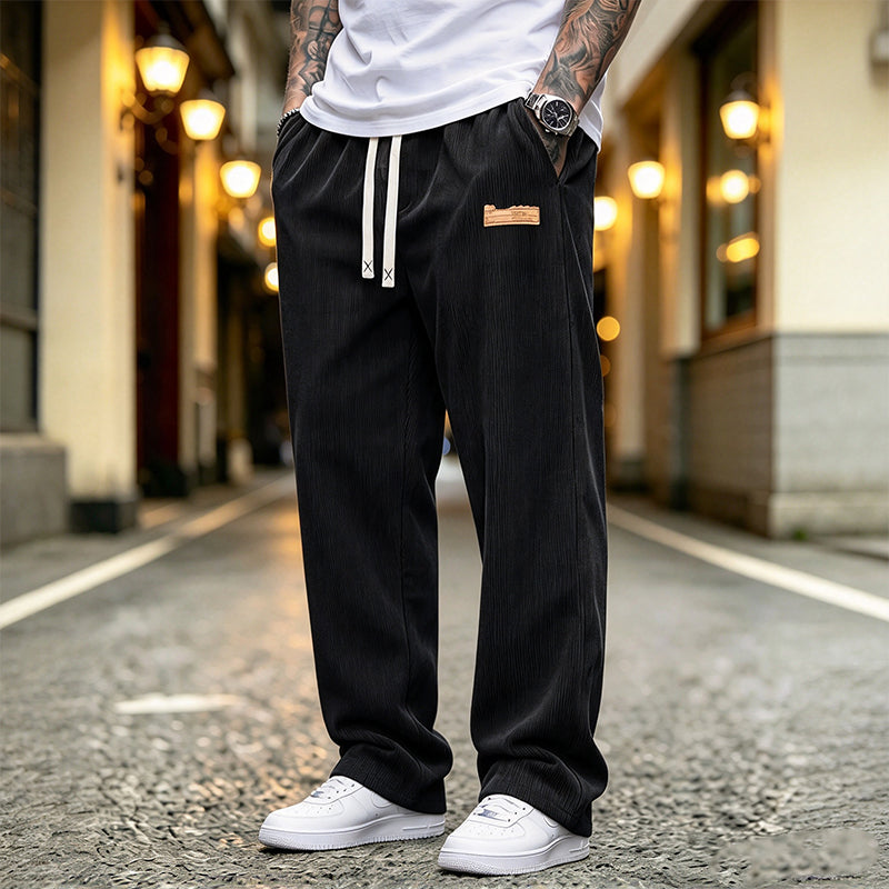 Calças Casual de Sarja Leve para Masculino Corte Reto e Solto