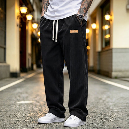 Calças Casual de Sarja Leve para Masculino Corte Reto e Solto