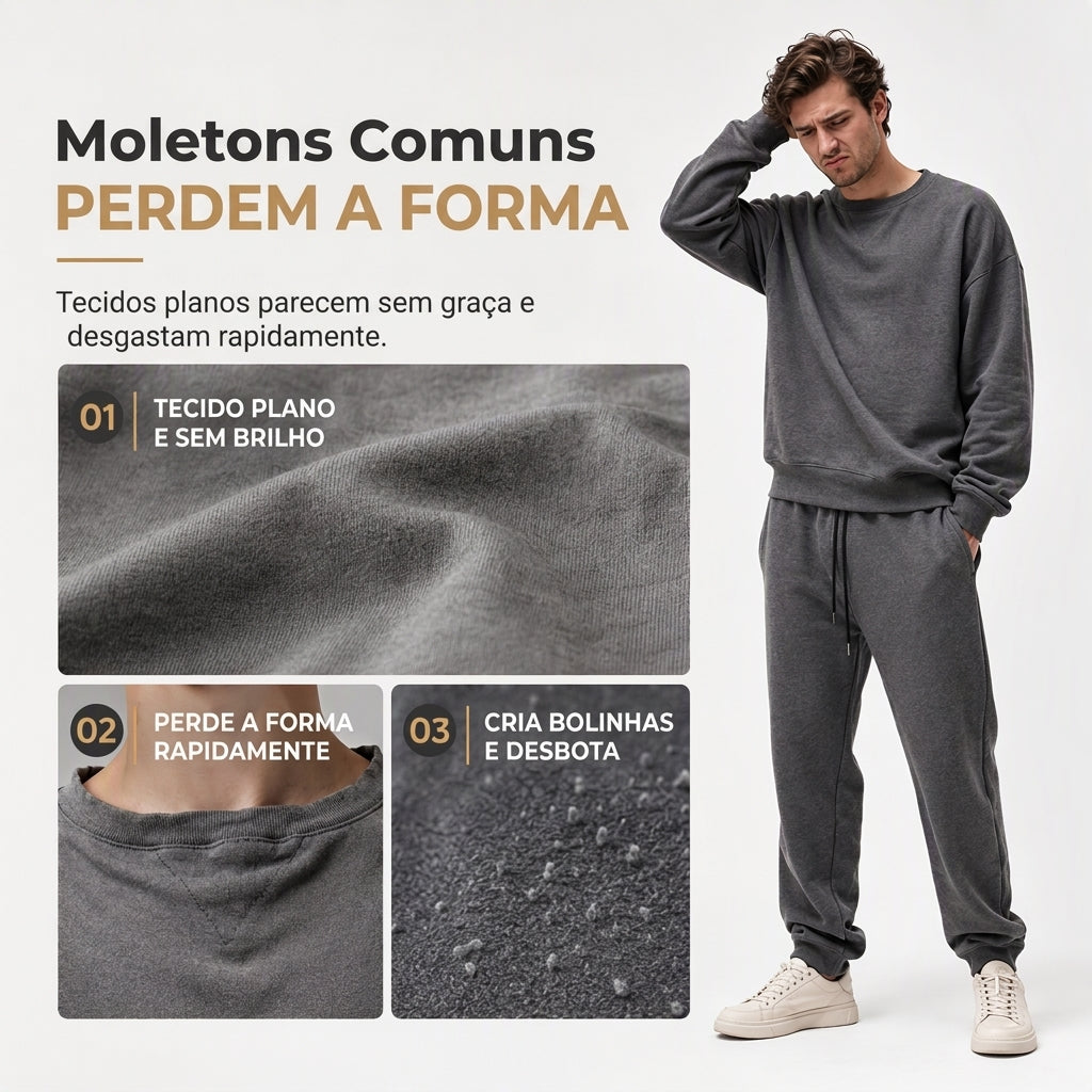 Conjunto de Moletom com Capuz e Calça de Tecido Jacquard Masculino 2 Peças, Conjunto de Treino Casual de Outono e Inverno