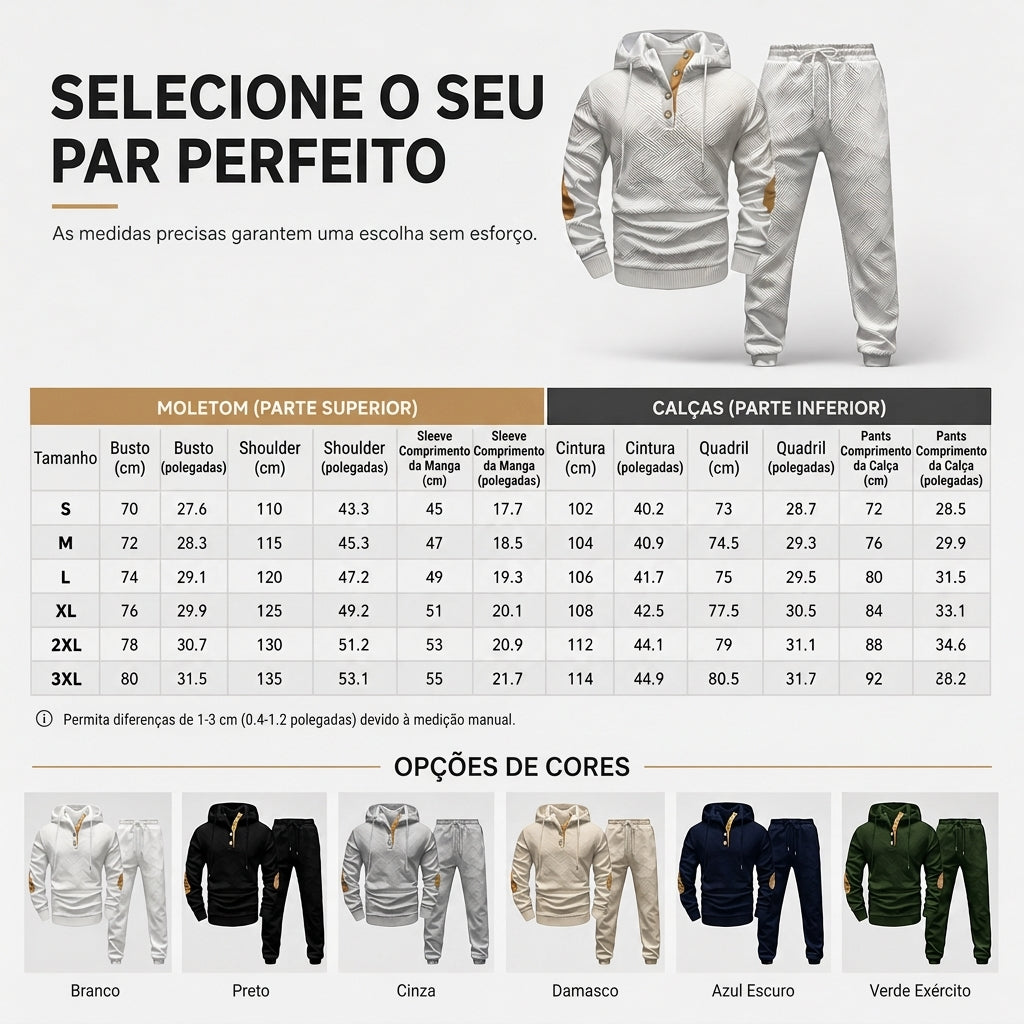 Conjunto de Moletom com Capuz e Calça de Tecido Jacquard Masculino 2 Peças, Conjunto de Treino Casual de Outono e Inverno