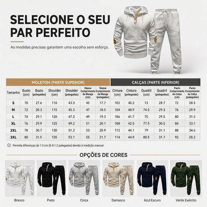 Conjunto de Moletom com Capuz e Calça de Tecido Jacquard Masculino 2 Peças, Conjunto de Treino Casual de Outono e Inverno