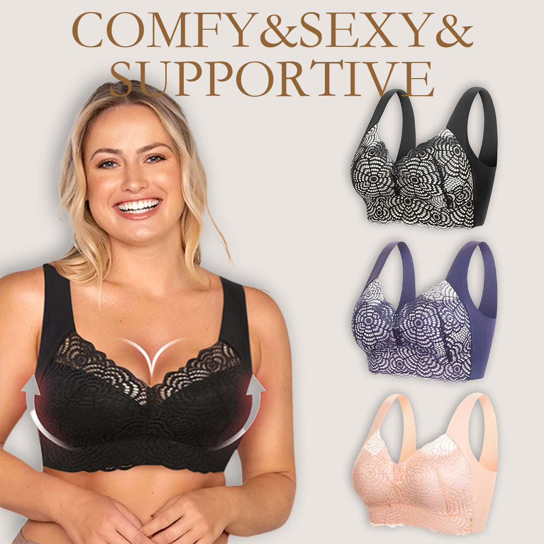 Sutiã Plus Size de Renda com Levantamento e Suporte Máximo
