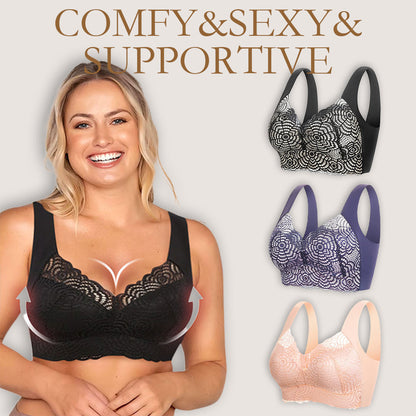 Sutiã Plus Size de Renda com Levantamento e Suporte Máximo
