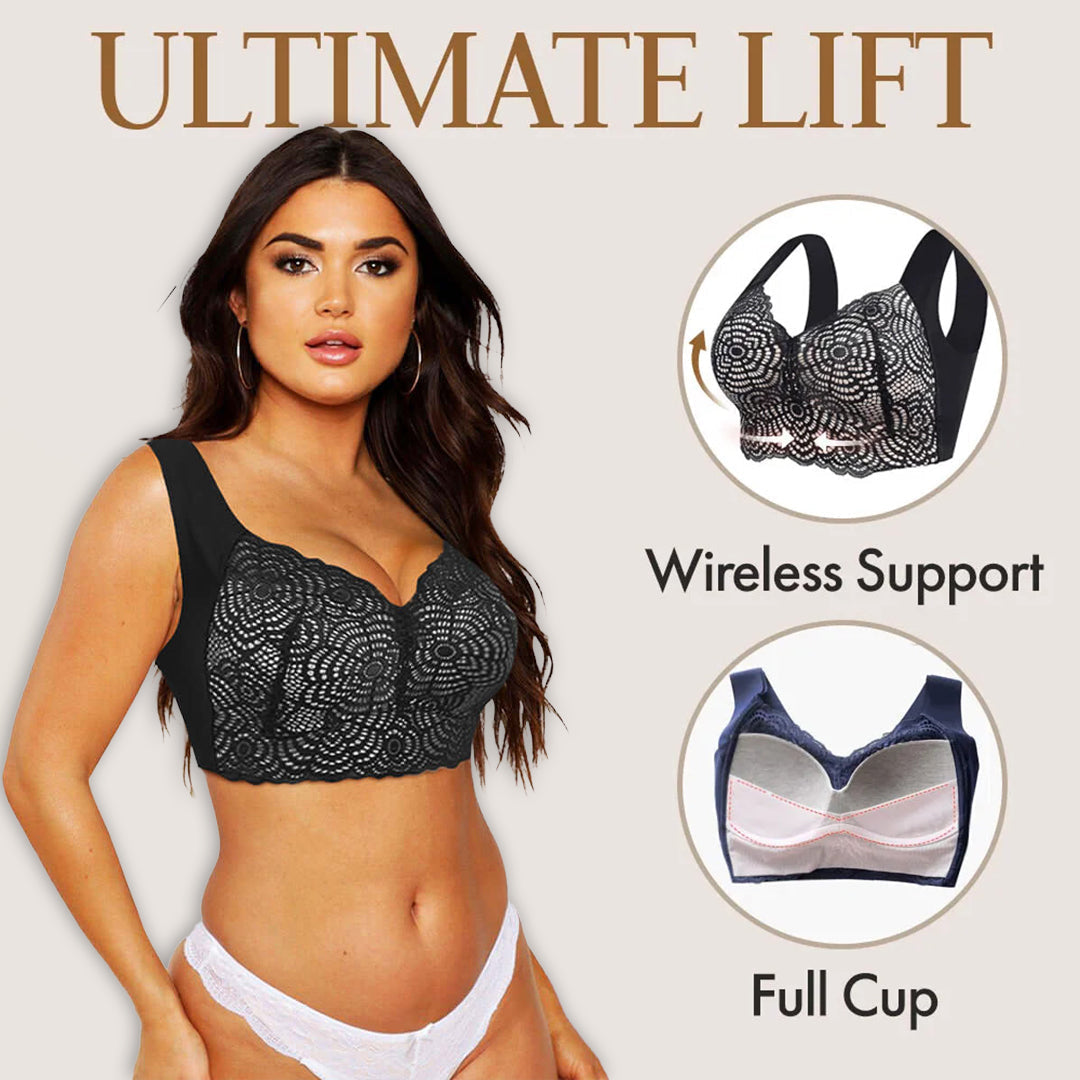 Sutiã Plus Size de Renda com Levantamento e Suporte Máximo