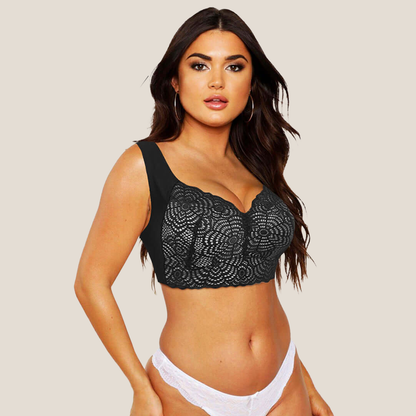 Sutiã Plus Size de Renda com Levantamento e Suporte Máximo