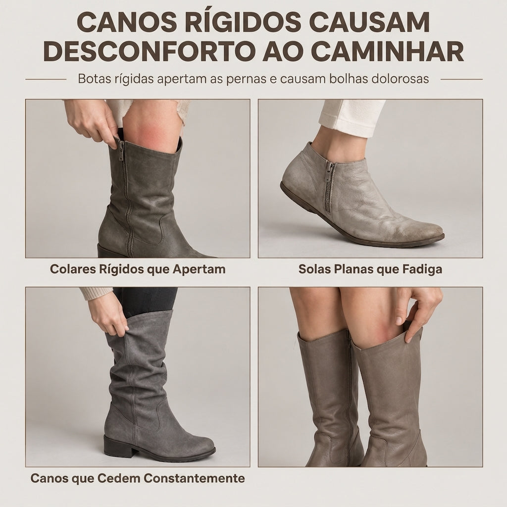 Botas altas de joelho de couro macio para mulheres, ponta bico, cano desleixado e salto bloco grosso