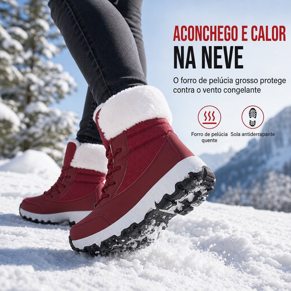 Botas de Neve de Inverno para Mulheres, Botas de Cano Médio Acolchoadas para Viagens ao Ar Livre, Tamanho Grande