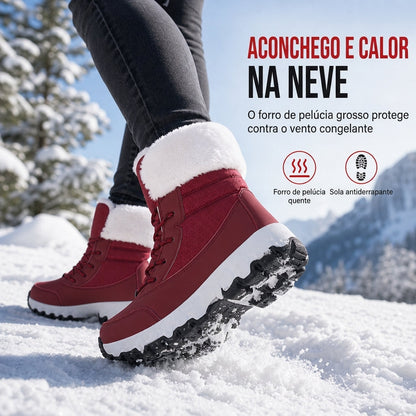 Botas de Neve de Inverno para Mulheres, Botas de Cano Médio Acolchoadas para Viagens ao Ar Livre, Tamanho Grande
