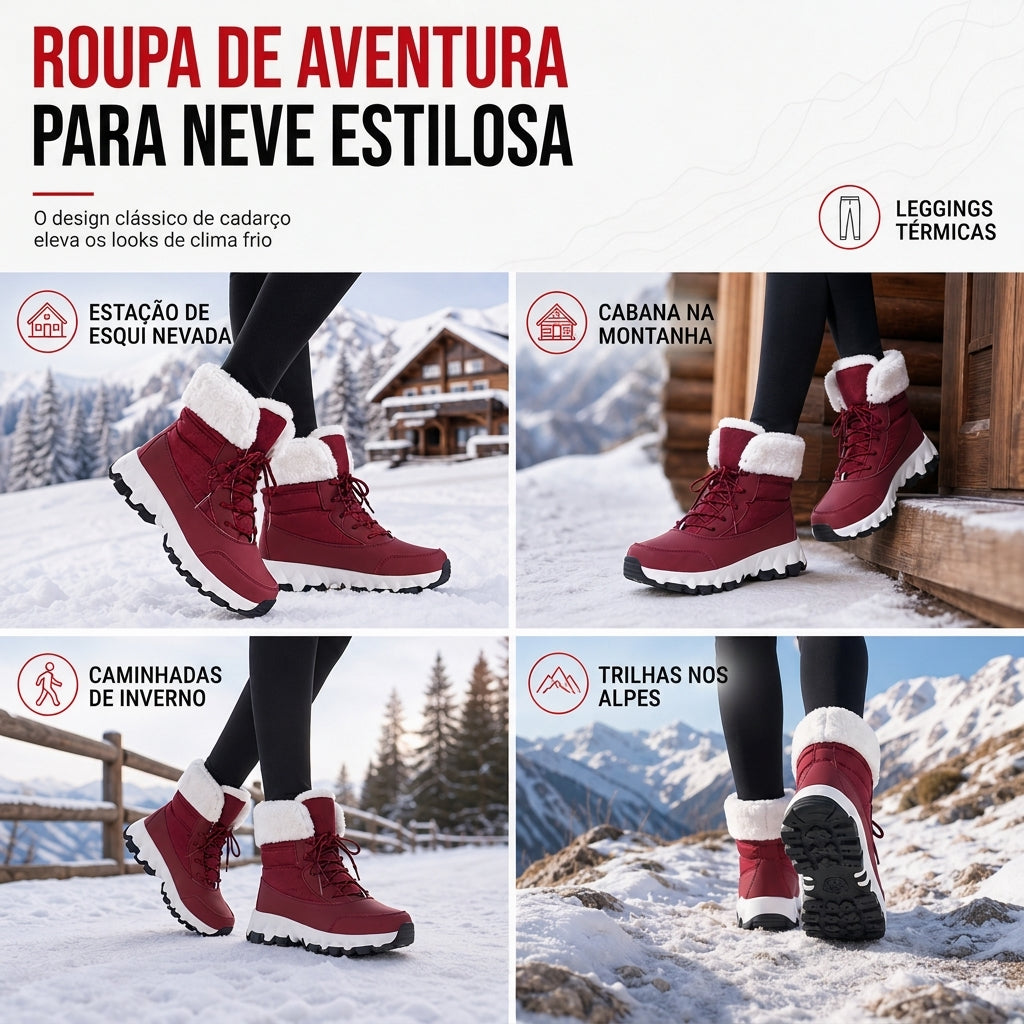 Botas de Neve de Inverno para Mulheres, Botas de Cano Médio Acolchoadas para Viagens ao Ar Livre, Tamanho Grande