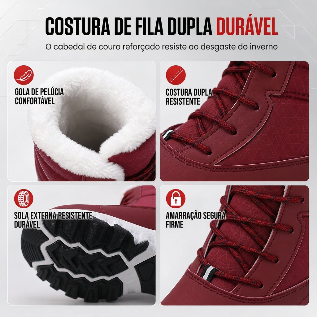 Botas de Neve de Inverno para Mulheres, Botas de Cano Médio Acolchoadas para Viagens ao Ar Livre, Tamanho Grande