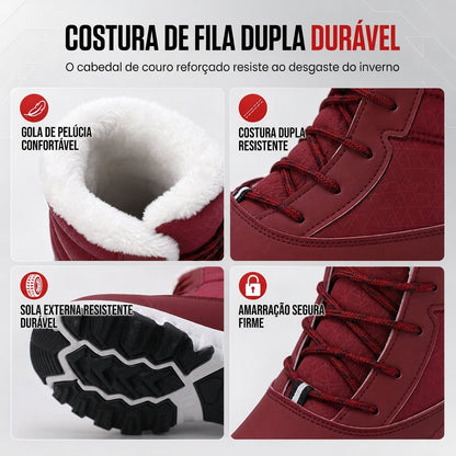 Botas de Neve de Inverno para Mulheres, Botas de Cano Médio Acolchoadas para Viagens ao Ar Livre, Tamanho Grande