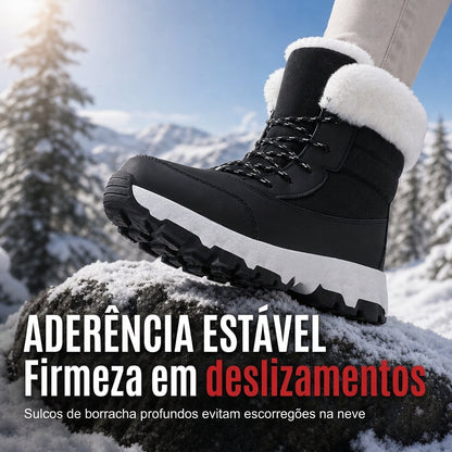 Botas de Neve de Inverno para Mulheres, Botas de Cano Médio Acolchoadas para Viagens ao Ar Livre, Tamanho Grande