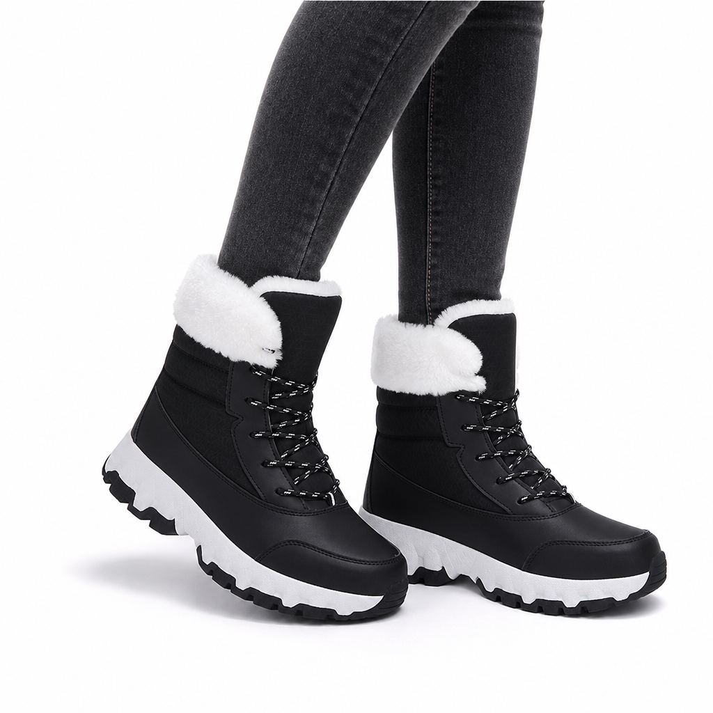 Botas de Neve de Inverno para Mulheres, Botas de Cano Médio Acolchoadas para Viagens ao Ar Livre, Tamanho Grande