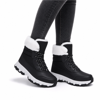 Botas de Neve de Inverno para Mulheres, Botas de Cano Médio Acolchoadas para Viagens ao Ar Livre, Tamanho Grande