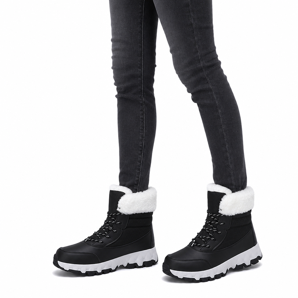 Botas de Neve de Inverno para Mulheres, Botas de Cano Médio Acolchoadas para Viagens ao Ar Livre, Tamanho Grande