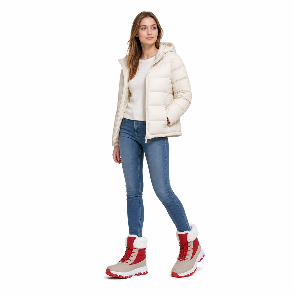 Botas de Neve de Inverno para Mulheres, Botas de Cano Médio Acolchoadas para Viagens ao Ar Livre, Tamanho Grande