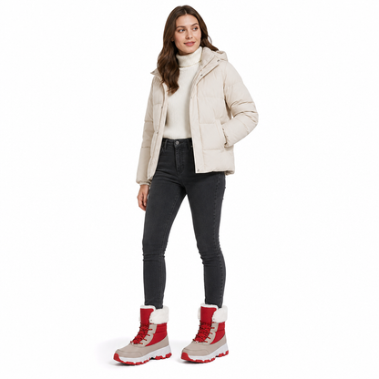 Botas de Neve de Inverno para Mulheres, Botas de Cano Médio Acolchoadas para Viagens ao Ar Livre, Tamanho Grande