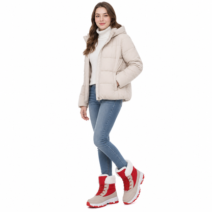 Botas de Neve de Inverno para Mulheres, Botas de Cano Médio Acolchoadas para Viagens ao Ar Livre, Tamanho Grande