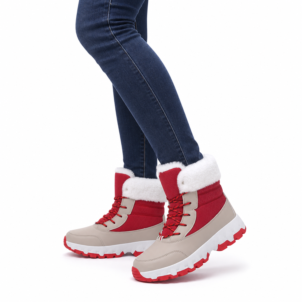 Botas de Neve de Inverno para Mulheres, Botas de Cano Médio Acolchoadas para Viagens ao Ar Livre, Tamanho Grande