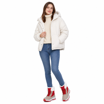 Botas de Neve de Inverno para Mulheres, Botas de Cano Médio Acolchoadas para Viagens ao Ar Livre, Tamanho Grande