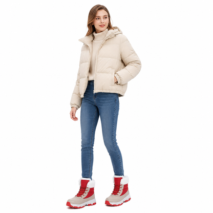 Botas de Neve de Inverno para Mulheres, Botas de Cano Médio Acolchoadas para Viagens ao Ar Livre, Tamanho Grande
