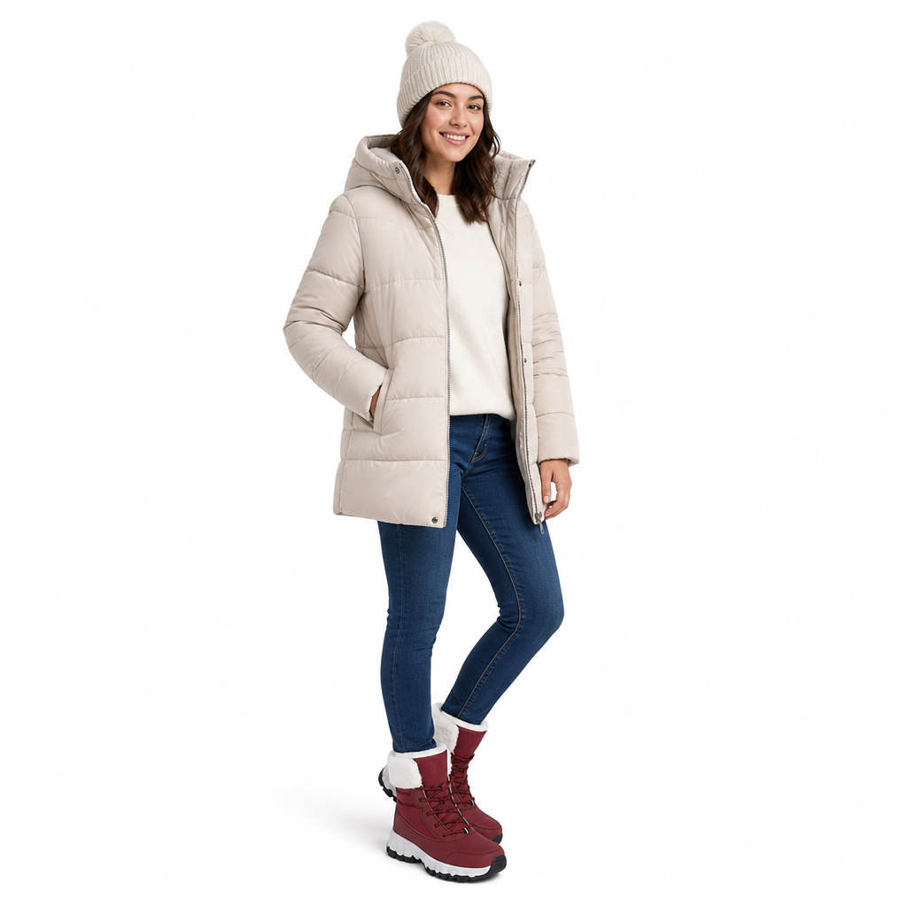 Botas de Neve de Inverno para Mulheres, Botas de Cano Médio Acolchoadas para Viagens ao Ar Livre, Tamanho Grande