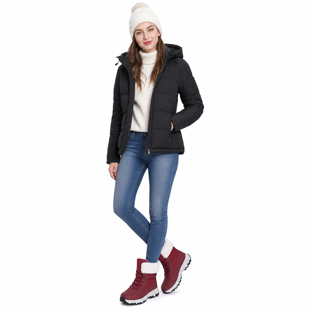 Botas de Neve de Inverno para Mulheres, Botas de Cano Médio Acolchoadas para Viagens ao Ar Livre, Tamanho Grande