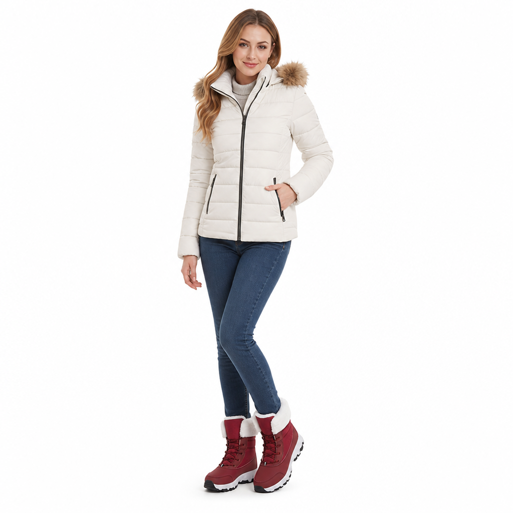 Botas de Neve de Inverno para Mulheres, Botas de Cano Médio Acolchoadas para Viagens ao Ar Livre, Tamanho Grande