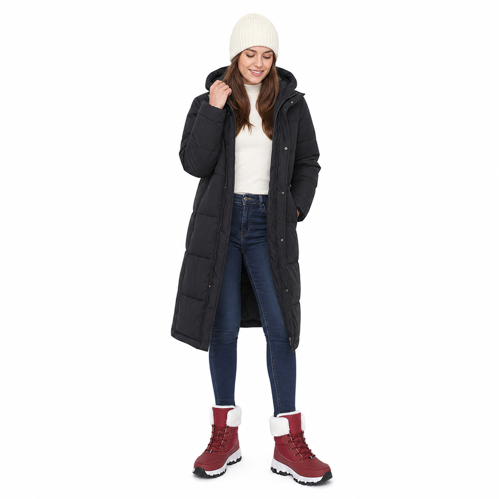 Botas de Neve de Inverno para Mulheres, Botas de Cano Médio Acolchoadas para Viagens ao Ar Livre, Tamanho Grande