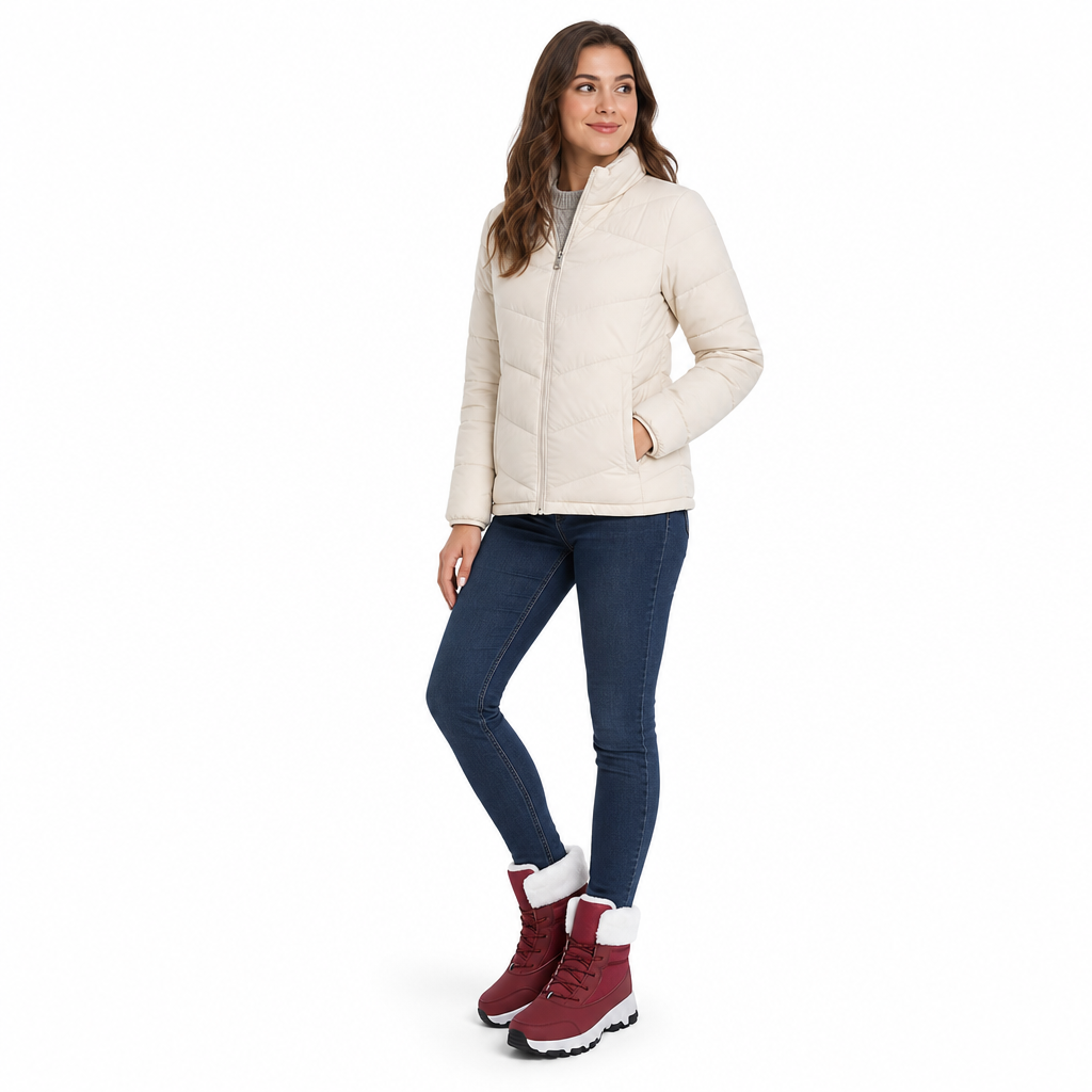Botas de Neve de Inverno para Mulheres, Botas de Cano Médio Acolchoadas para Viagens ao Ar Livre, Tamanho Grande
