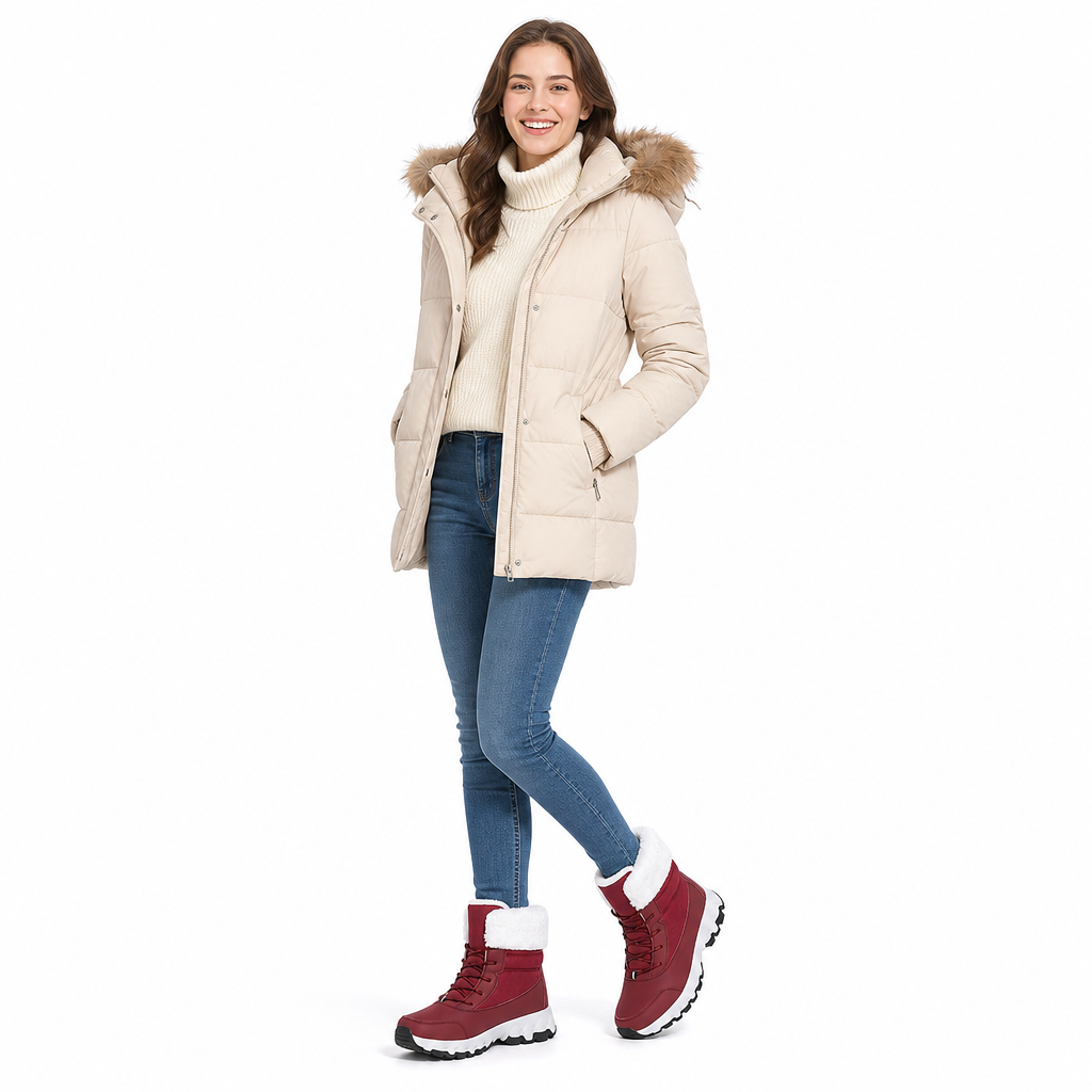 Botas de Neve de Inverno para Mulheres, Botas de Cano Médio Acolchoadas para Viagens ao Ar Livre, Tamanho Grande