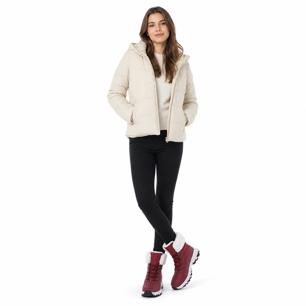 Botas de Neve de Inverno para Mulheres, Botas de Cano Médio Acolchoadas para Viagens ao Ar Livre, Tamanho Grande
