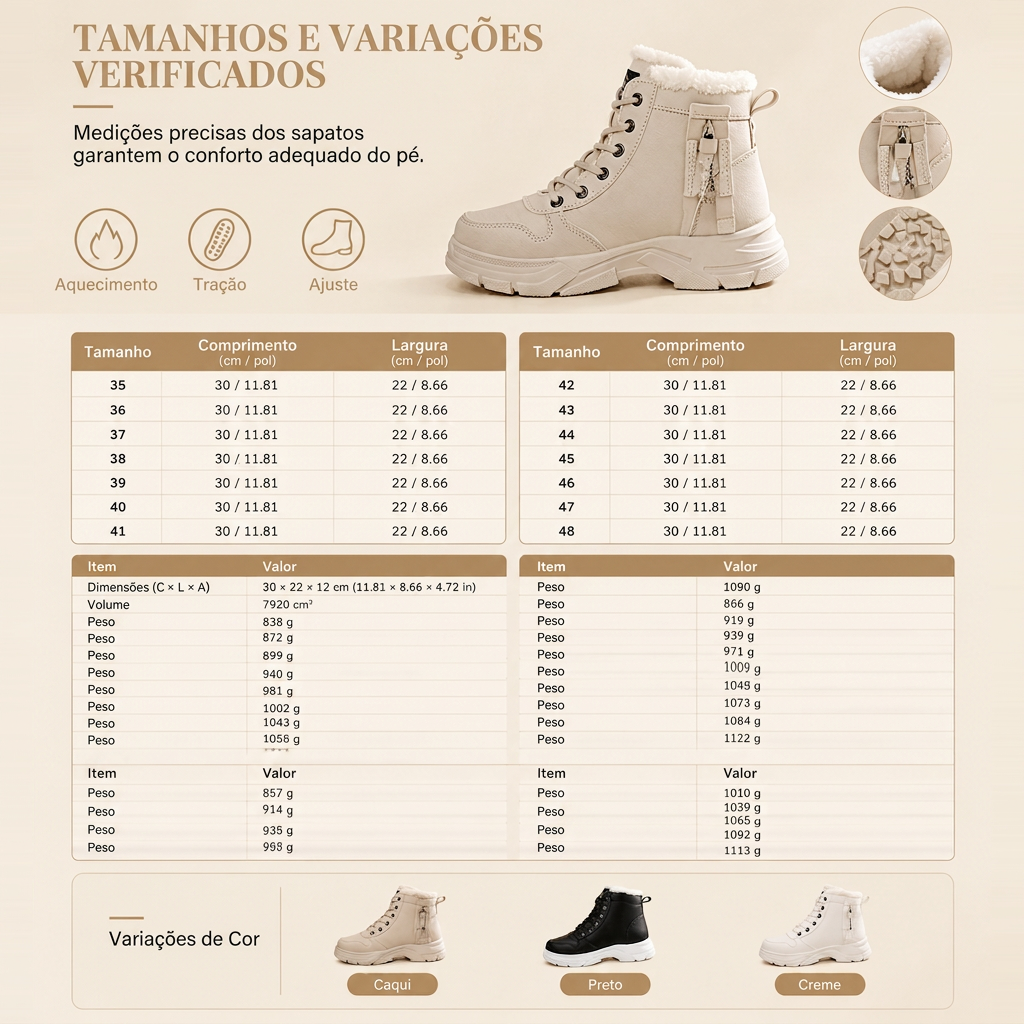 Botas de Neve de Inverno para Mulheres Botas de Tornozelo de Cano Alto com Forro de Pelagem Macia e Espesso