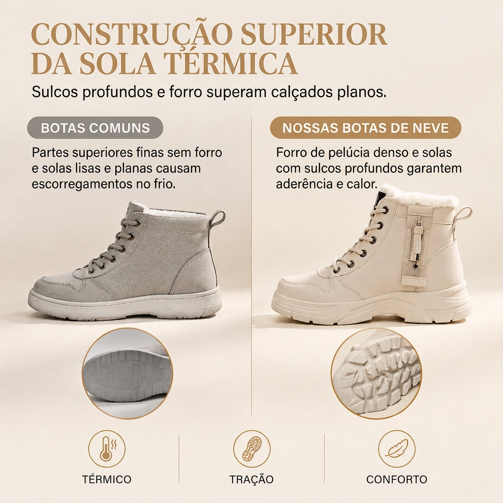 Botas de Neve de Inverno para Mulheres Botas de Tornozelo de Cano Alto com Forro de Pelagem Macia e Espesso