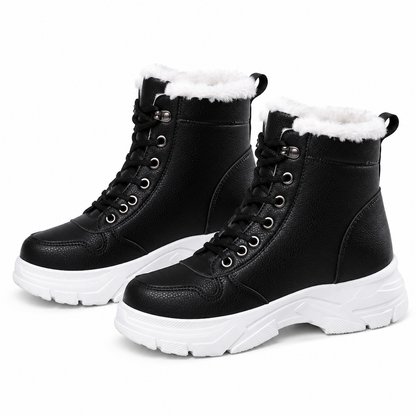Botas de Neve de Inverno para Mulheres Botas de Tornozelo de Cano Alto com Forro de Pelagem Macia e Espesso