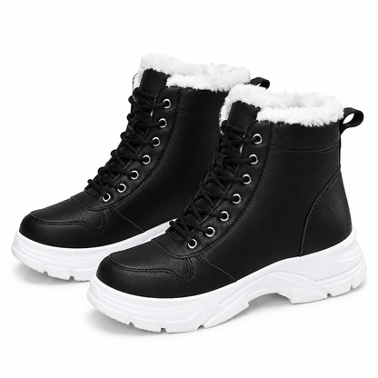 Botas de Neve de Inverno para Mulheres Botas de Tornozelo de Cano Alto com Forro de Pelagem Macia e Espesso