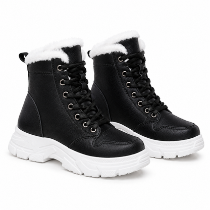Botas de Neve de Inverno para Mulheres Botas de Tornozelo de Cano Alto com Forro de Pelagem Macia e Espesso