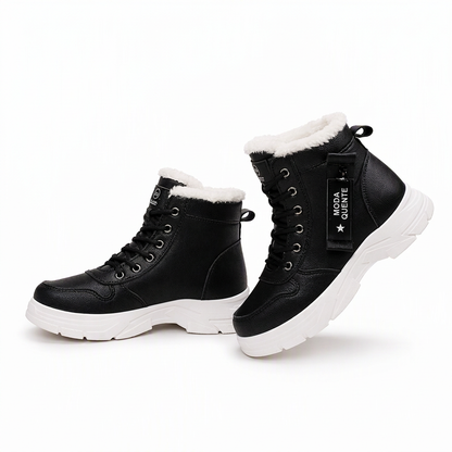 Botas de Neve de Inverno para Mulheres Botas de Tornozelo de Cano Alto com Forro de Pelagem Macia e Espesso