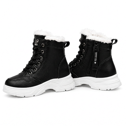 Botas de Neve de Inverno para Mulheres Botas de Tornozelo de Cano Alto com Forro de Pelagem Macia e Espesso