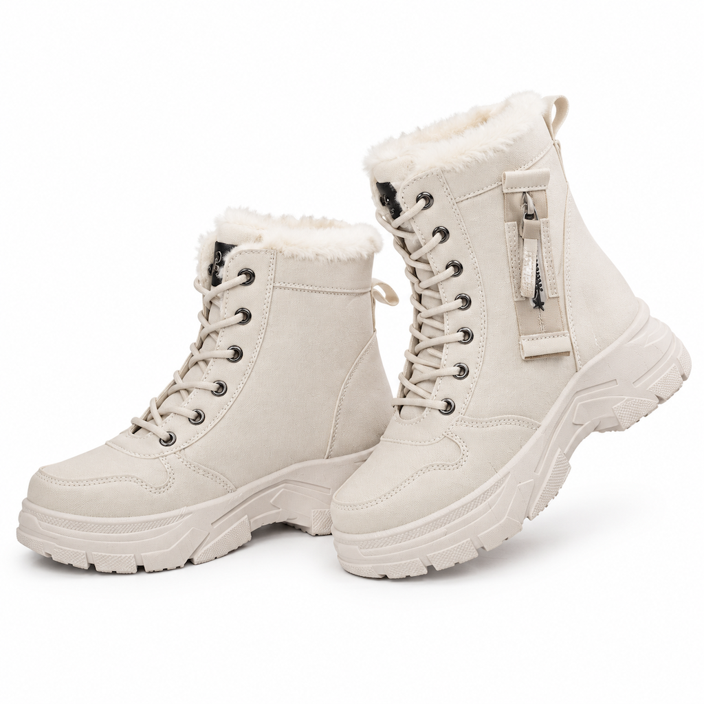 Botas de Neve de Inverno para Mulheres Botas de Tornozelo de Cano Alto com Forro de Pelagem Macia e Espesso