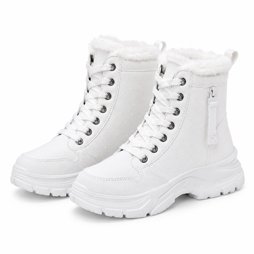 Botas de Neve de Inverno para Mulheres Botas de Tornozelo de Cano Alto com Forro de Pelagem Macia e Espesso