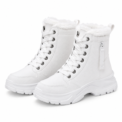 Botas de Neve de Inverno para Mulheres Botas de Tornozelo de Cano Alto com Forro de Pelagem Macia e Espesso