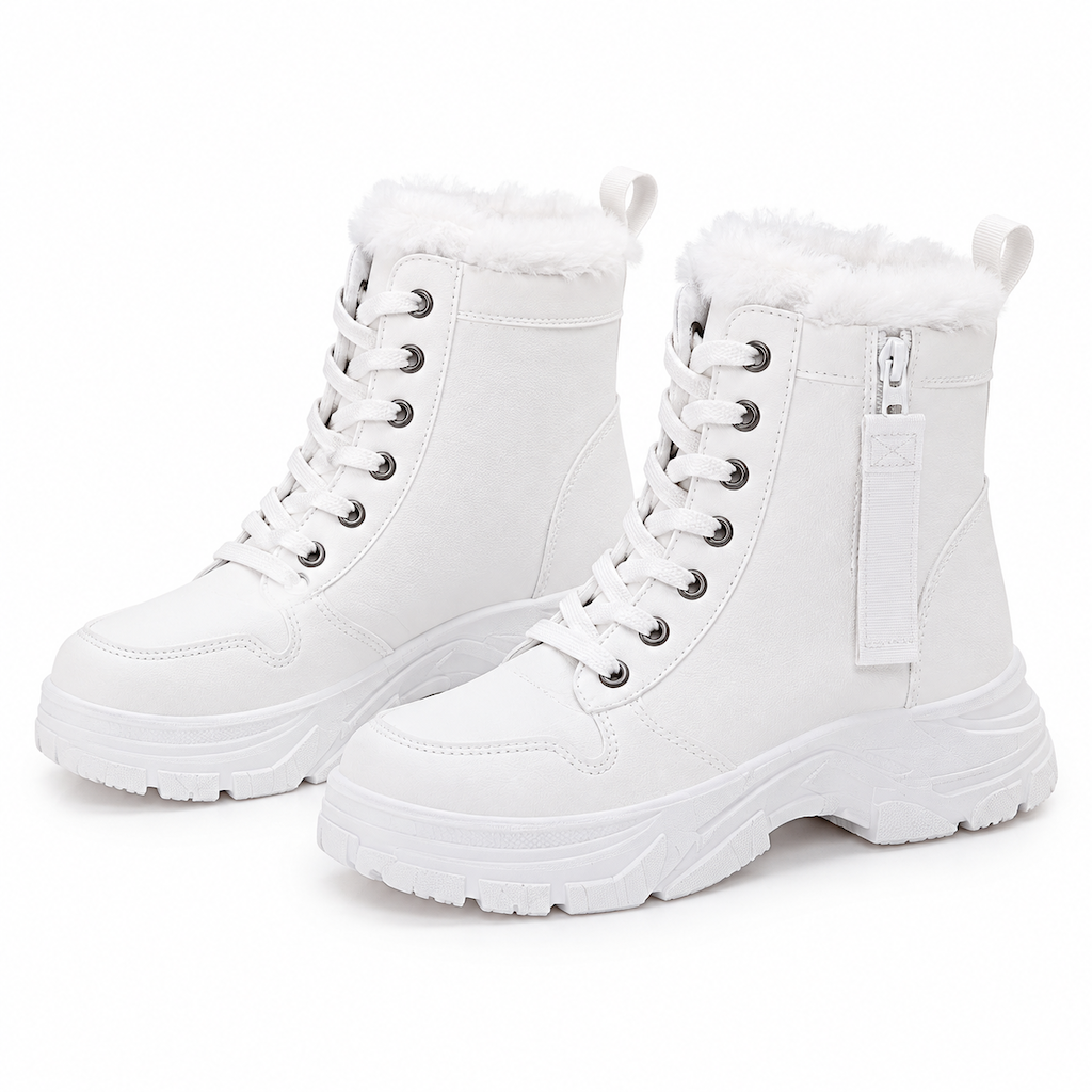 Botas de Neve de Inverno para Mulheres Botas de Tornozelo de Cano Alto com Forro de Pelagem Macia e Espesso