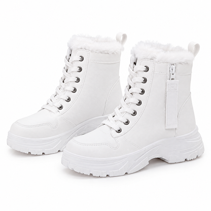 Botas de Neve de Inverno para Mulheres Botas de Tornozelo de Cano Alto com Forro de Pelagem Macia e Espesso